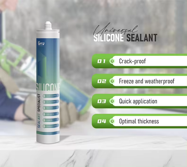 TAS672 Kingwit Factory Price Low Shrinkage White Waterproof High Quality Gp Acetic Silicone Sealant