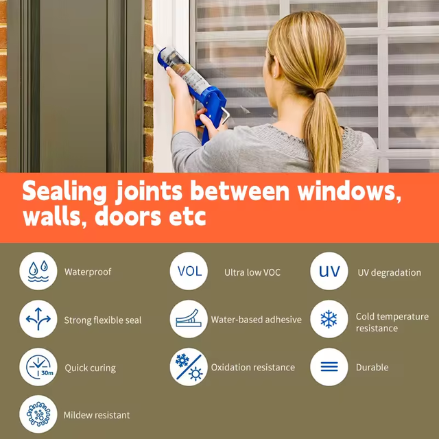 TA-108 Kingwit High Quality Water Based White/Black/Grey Siliconized Acrylic Adhesive Glue Manufacturer