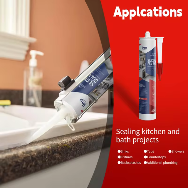 Anti Mildew Low Odor Non Corrosive Bottle White Sanitary Silicone Sealant For Kitchen And Bath