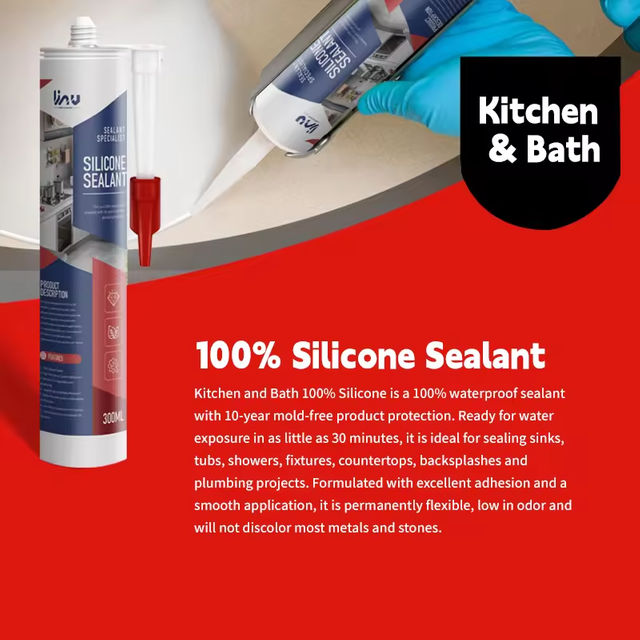 Anti Mildew Low Odor Non Corrosive Bottle White Sanitary Silicone Sealant For Kitchen And Bath