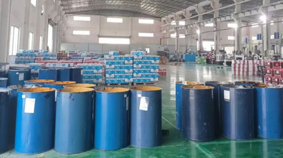 Warehouse inventory of industrial construction sealants ready for bulk order fulfillment